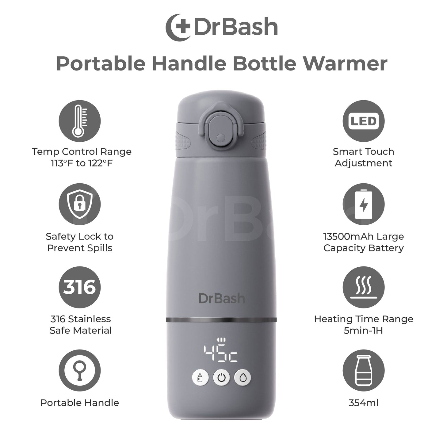 DrBash Wireless Thermostatic Bottle Warmer Flask Design
