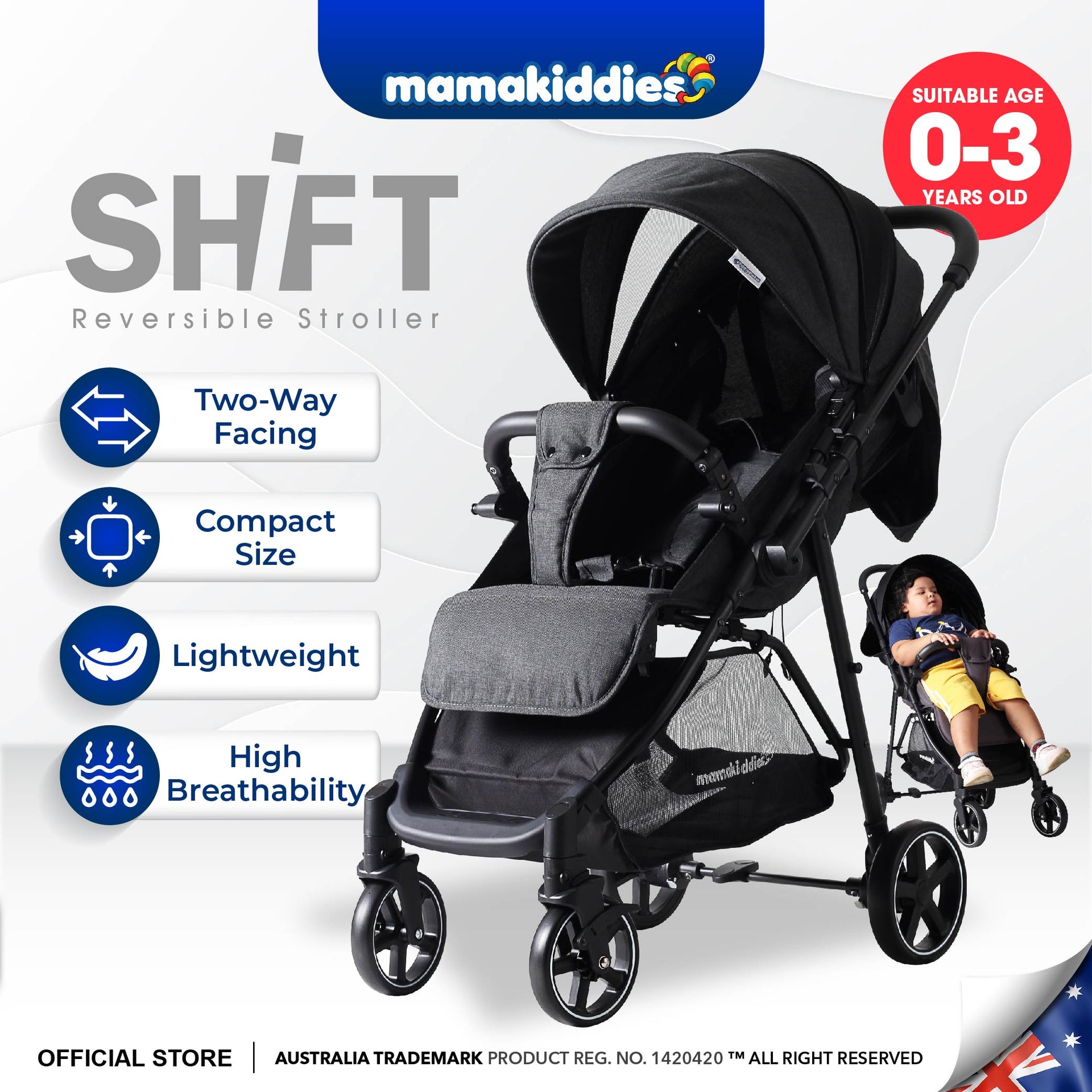 Mamakiddies 2-Ways Baby Stroller Shift